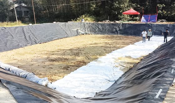 방수 방지 HDPE 농업 프로젝트용 부드러운 지오 림프라인어 연못 라인 너비 1m-9m 길이가 30-100m 두께>0.5mm