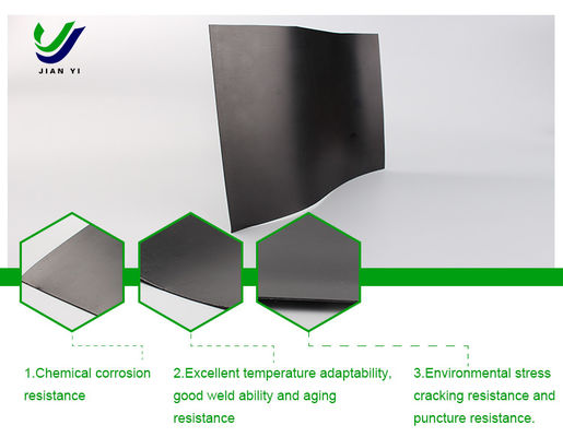 극저 투명성 HDPE 매끄러운 지오 멘브라인 화학적 부식 저항성 및 700% 연장
