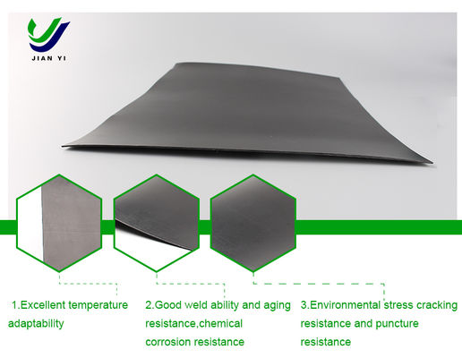 고성능 HDPE 매끄러운 지오 엠브라인, 700%의 연장, 뛰어난 화학 저항성, 수산물 재배용으로 사용자 정의 가능한 너비