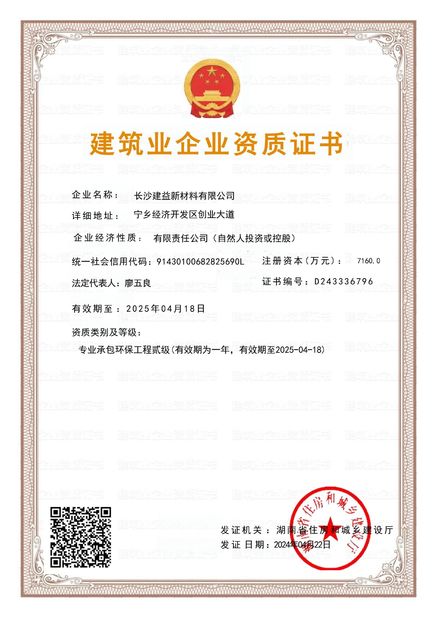 중국 Changsha Jian-Yi New Material Co., Ltd. 인증