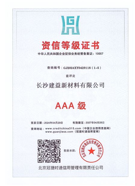 중국 Changsha Jian-Yi New Material Co., Ltd. 인증